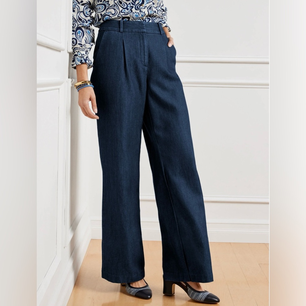 Talbots Weston Pant Soft Denim Jeans Super Wide Leg Trousers High Waist - Picture 3 of 8